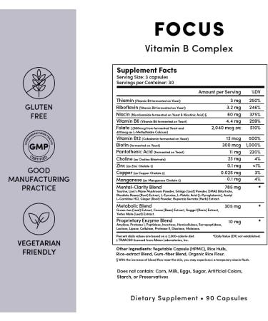 Tranont Focus B Complex Vitamin Supplement - 90 Capsules - Super B-Complex Pills - Buy Online on GoSupps.com