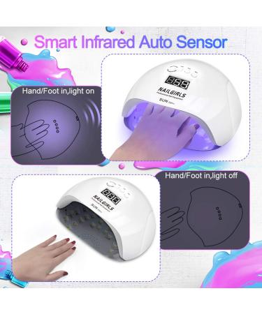 150W UV LED Nail Lamp for Gel Polish - Professional Nail Dryer with Smart Sensor and 4 Timer Settings in White - Buy Online on GoSupps.com