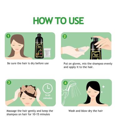 3-IN-1 Herbal Black Hair Dye Shampoo - Instant Gray Coverage & Nourishing for All Hair Types - 500ml - Buy Online on GoSupps.com