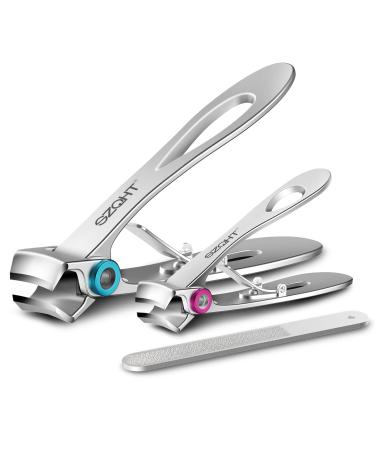 SZQHT Extra Wide Jaw Opening Nail Clippers for Thick Nails Cutter for Ingrown Toenail Clippers & Fingernails Manicure Set,Pedicure Kit,Men & Women(Silver) - Buy Online on GoSupps.com