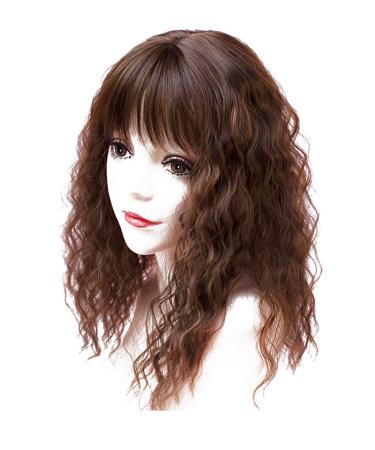Curly hair-topper hair parts with pony for women soft synthetic clip-in-crown attachment for thinner hair 45 cm light brown 17.7 "Brown