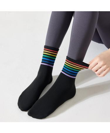 Buy Akamas 6 Pair Women's Colored Striped Rainbow Pattern Socks LGBTQ Proud Cotton Crew & Ankle Sports Socks Funny Casual Footwear - Buy Online on GoSupps.com