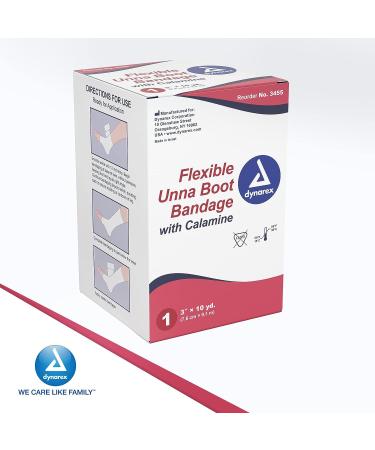 Dynarex Unna Boot Bandage - Customized Compression for Leg Ulcers - Calamine Treatment - Soft Cast - 3x10 yds - 1 Pack - Buy Online on GoSupps.com
