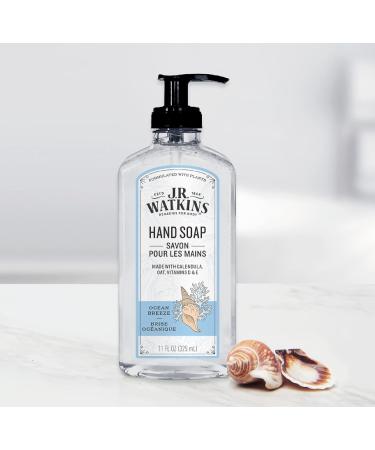 J.R. Watkins Ocean Breeze Gel Hand Soap 11 fl oz 3 Pack - All Natural, Alcohol-Free, Cruelty-Free, Moisturizing Hand Wash with Dispenser - Made in USA - Buy Online on GoSupps.com
