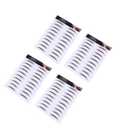 WOONEKY 4pcs Eyebrow Stickers Eyebrow Transfers Stickers 6d Hair Water Transfer Paper with Soy Ink Tool