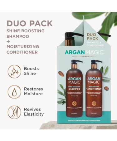 Argan Magic Shine Boosting Shampoo & Conditioner Duo - 32 oz, Made in USA, Paraben & Cruelty Free - Buy Online on GoSupps.com