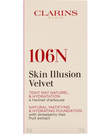 Skin Illusion Velvet Foundation - 106N Vanilla by Clarins for Women - 1 oz Foundation - Buy Online on GoSupps.com