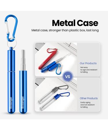 4 Pack Portable Reusable Metal Straws with Key-chain Case - Stainless Steel Telescopic Drinking Straws for Water & Smoothies (Silver/Blue/Red/Green) - Buy Online on GoSupps.com