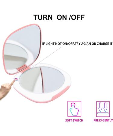 BERRYUP Compact LED Travel Makeup Mirror 1X/10X Magnification | Dimmable Brightness, Rechargeable & Portable Handheld Mirror - White - Buy Online on GoSupps.com