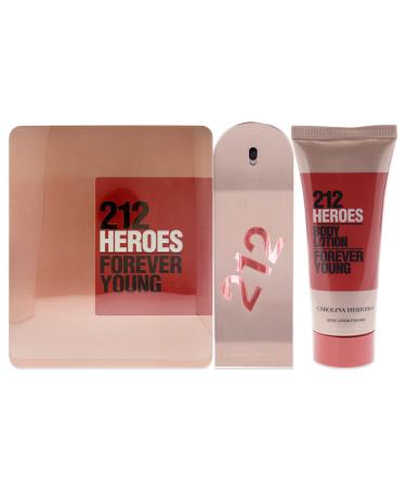 Carolina Herrera 212 Heroes Forever Young 2.7oz EDP Spray 3.4oz Body Lotion Women 2 Pc Gift Set 1 Count (Pack of 2)