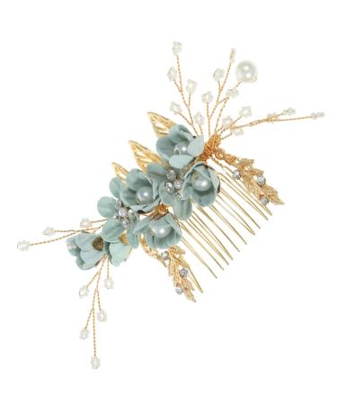 ibasenice Rhinestone for Hair Fashion Retro Alloy Hair Comb Hair Combs Side Wedding Hair Accessory for Women Green Hair Comb Hair Clip Hair Teasing Comb Bridesmaid Cherry Blossoms Scarf