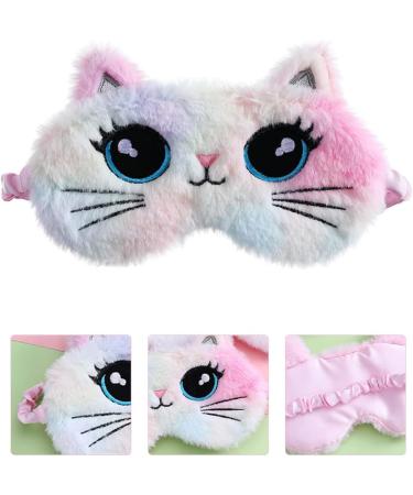 Lovely Cartoon Cat Kitty Sleep Mask for Women - Soft Plush Blindfold for Nap and Night Sleeping - Buy Online on GoSupps.com