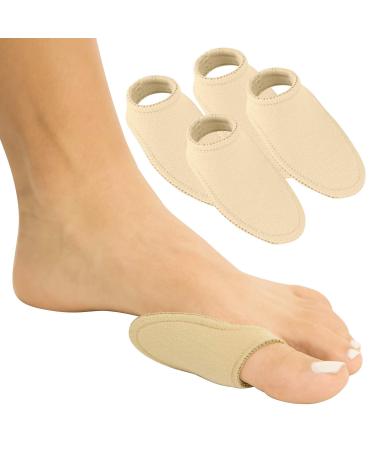 VIVEsole Bunion Cushions for Women (4 Pack) - Big Toe Separator for Pain Relief - Hallux Valgus Cushion Spacer Pads Soft Fabric Orthopedic Foot Support - Gentle Corrector for Protection & Prevention Beige