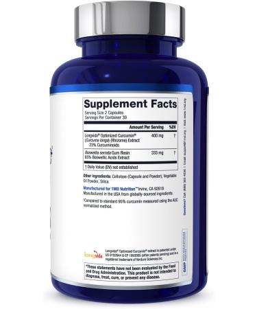 1MD Nutrition CurcuminMD Plus - Turmeric Curcumin with Boswellia Serrata - 285x More Absorbable | Joint Stiffness, Muscle Recovery, and Mood Support | 120 Capsules (2-Pack) 60 Count (Pack of 2) - Buy Online on GoSupps.com