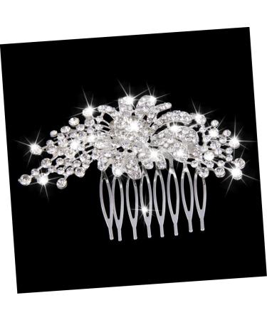 DOITOOL Bridal Wedding Hair Comb Slide Clip Rhinestone Hair Comb Floral Rhinestone Hair Pin Full Diamond Accessories Bride - Buy Online on GoSupps.com