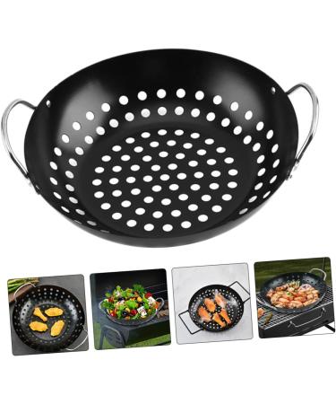 POPETPOP 2pcs Portable Round Baking Pan Round Grill Nonstick Frying Pan Veggies Grilling Household Grill Pan Pizza Metal Grill Pan Grill Cage BBQ Pan Leaky Disk Iron with Holes - Buy Online on GoSupps.com