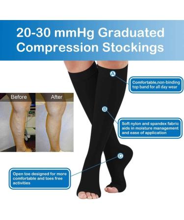 Buy Medical Compression Stockings for Men & Women 20-30 mmHg | Support for Varicose Veins & Circulation | Gradient Compression - Black XL - Buy Online on GoSupps.com