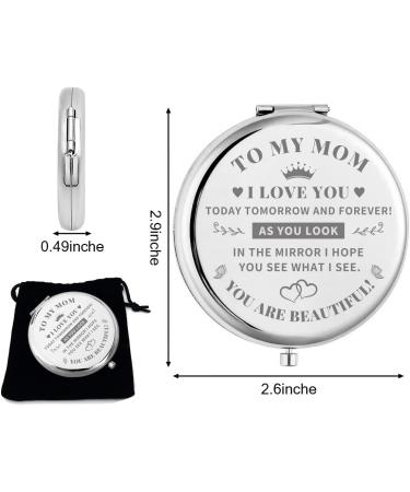 KUKEYIEE Engraved Travel Makeup Mirror for Mom - Pocket Cosmetic Compact Gift for Mother's Day, Birthday, Christmas - Buy Online on GoSupps.com