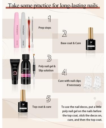 Phoenixy Poly Nail Gel Kit - 9 Colors Extension Gel Starter Kit with 48W UV LED Lamp - Manicure Tools Gift for Women - Buy Online on GoSupps.com