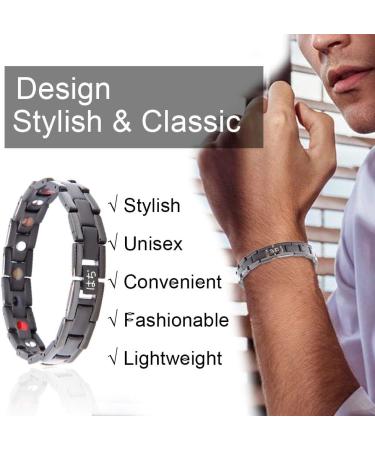 Titan Magnet Arm Band for Men & Women - 5 Element Strong Magnets 3500 Gauss Germanium - Ideal Father's Day Gift with Setting Tools & Gift Box (Black) - Buy Online on GoSupps.com