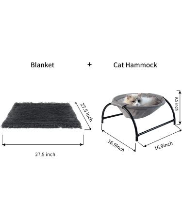 JUNSPOW Cat Bed Hammock + Pet Blanket Set - Soft Grey Pet Bed with Cozy Blanket - Buy Online on GoSupps.com