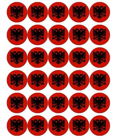 30 Albania Albanian Flags Cupcake Toppers Edible Wafer Paper Fairy Cake Toppers Birthday Cake Decorations