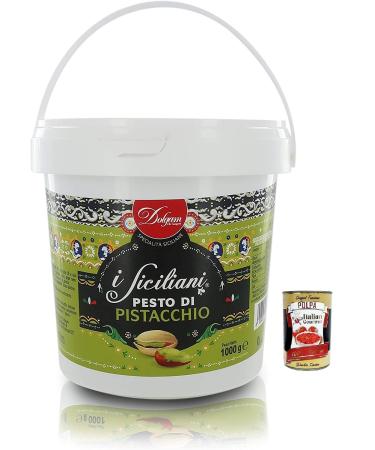 Dolgam I Siciliani Gluten Free Pesto Sicilian Specialties 1000 g Bucket Sicilian Pistachios with 65% + Italian Gourmet Po