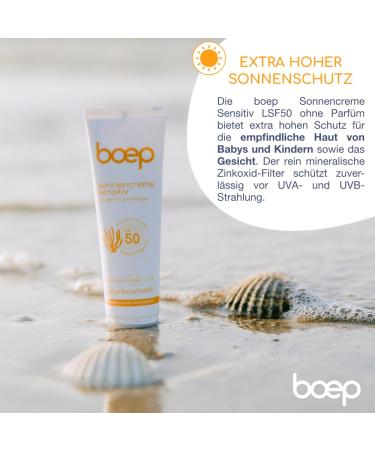 Boep Sunscreen Sensitive LSF 50 | Mineral Sun Protection for Babies Children & Adults | Vegan Natural Cosmetics | Face & Body SPF | 50ml - Buy Online on GoSupps.com
