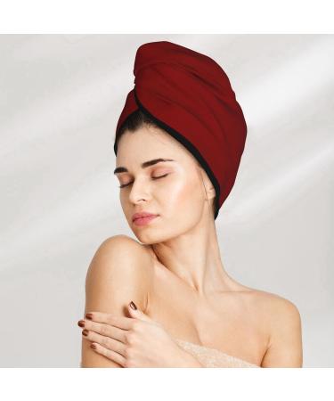 Maroon Hair Towel Wrap | Quick Drying Hair Turban with Button | Premium Head Towel for Effortless Drying - Buy Online on GoSupps.com