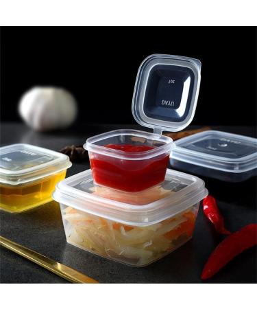 MIUPOO 1 oz Leak Proof Square Sauce Cup with Hinged Lid - 100 Pack - Buy Online on GoSupps.com
