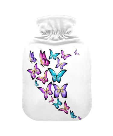 Heat bottle with reference 2 l durable warm-up bag for hand feet shoulder and neck pain cramps heating press and heat therapy pattern of color butterfly on white