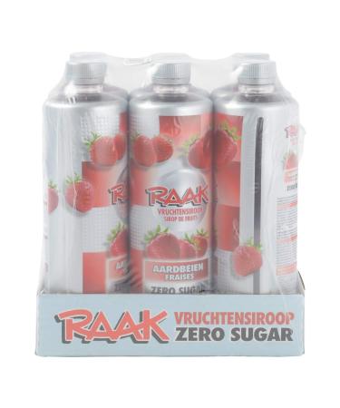 RAAK Sirop Fraise ZERO SUCRE Pack 6 750 ml (180 verres) 1 kcal par verre Sans sucre ajout Dilution 1:7 Format familial