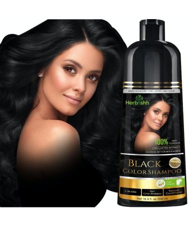 Herbishh Hair Color Shampoo for Gray Hair  Magic Hair Dye Shampoo  Colors Hair in MinutesLong Lasting500 Ml3-In-1 Hair ColorAmmonia-Free | Herbishh (Black)