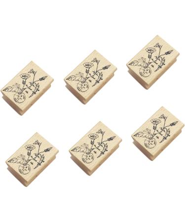 Lurrose 12 Pcs Vintage Decor Plant Vintage Stamps Wood Seal Stamp Ink Child Fleeting Time - Buy Online on GoSupps.com