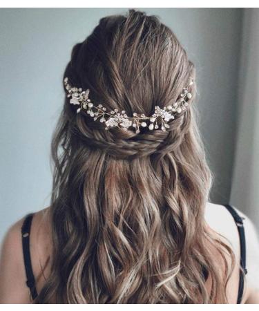 Unicra Hair Comb with Crystals Hair Accessories for Bridal Wedding Flower Hairpieces for Women and Girls Silver