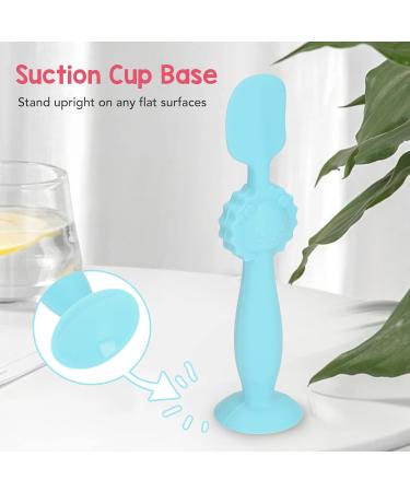 Baby Diaper Cream Spatula with Suction Cup - Silicone Applicator Brush for Gentle Cream Application (Blue - Buy Online on GoSupps.com