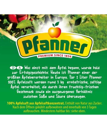Buy Pfanner 100% Apple Juice - Classic Fruit Juice No Added Sugar - 2L Pack | International Shipping - Buy Online on GoSupps.com