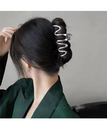 Metal Claw Clips Irregular Hair Claw Clips Silver Wave Hair Clip Extra Large Fashion Claw Clip For Women