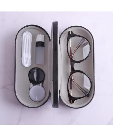 Portable 2-in-1 Contact Lens Container & Glasses Case with Mirror - Travel Kit in Black & White - Buy Online on GoSupps.com