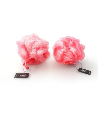 1541 London Exfoliating Bath & Shower Body Puff/Scrunchie/Buffer TWIN PACK (Bubblegum Pink)