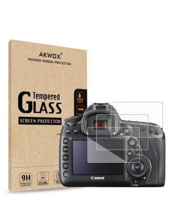 AKWOX (Pack of 3) Tempered Glass Screen Protector for Canon EOS 5D MK IV Mark 4, 0.3mm 2.5D High Definition 9H Optical LCD Premium Protective Cover