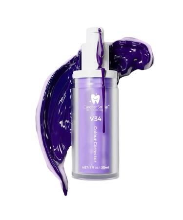 ClearerSmile Purple toothpaste for teeth whitening - v34 color corrector toothpaste for sensitive teeth whitening - Teeth stain removal gel - Best whitening toothpaste - Teeth whitener (1fl oz/30 ml)