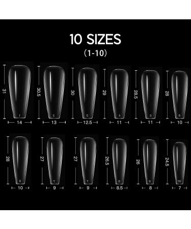 Rstyle 288 Nail Tips - 10 Sizes Transparent Full Cover Almond Gel Tips for UV Nail Polish | Long Ballerina Dark Red - Buy Online on GoSupps.com