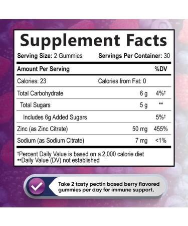 High Potency Zinc Citrate Gummies for Immune Support - 60 Gummies - Buy Online on GoSupps.com