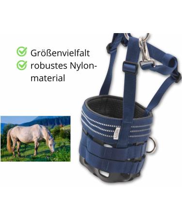 AMKA Muzzle for Horses - Adjustable Feeding Stop with Rubber Insert | Dark Blue Sizes Available - Buy Online on GoSupps.com