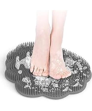 Beeoficepeng Shower Foot Massager & Scrubber - Wall-Mounted Back Scrubber with Suction Cups - Easy-to-Use Foot Bead Mat 30x25.5 cm Gray - Spa Experience at Home - Buy Online on GoSupps.com