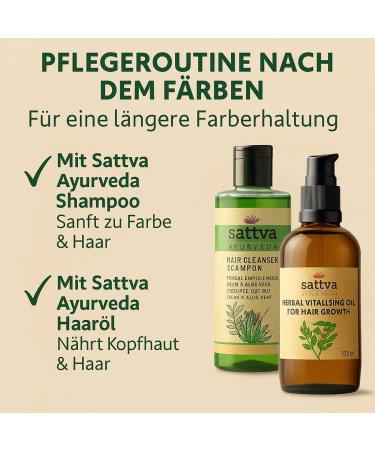 Sattva Ayurveda - Coloration naturelle pour cheveux en bloc de henn marron fonc Formule r volutionnaire avec huiles coloration capillaire bio marron ECOCERT Coloration v g tale r g n rante 1 - Buy Online on GoSupps.com