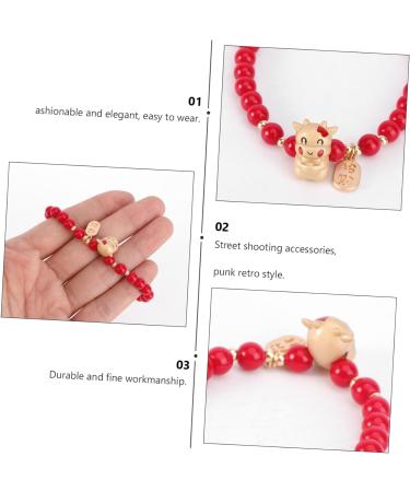 CALLARON 2 Pcs Zodiac Year Bracelet Stone Miss Vintage Cow Pendant 18x1.5cmx3pcs As Shownx3pcs - Buy Online on GoSupps.com