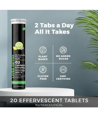 LiverDetox Supplement | 20 Tablets Fizzy Water with 10 Ayurvedic Herbs | Drop Dissolve Fizz Drink - Buy Online on GoSupps.com
