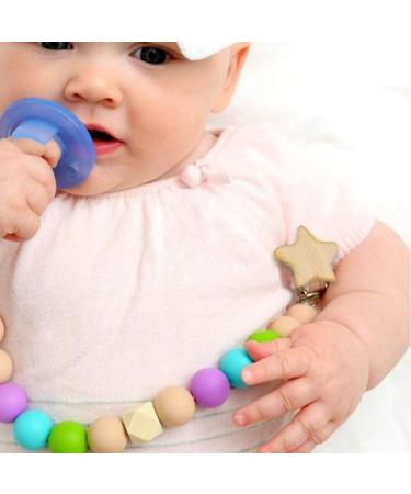 Gamital 6-Piece Pacifier Clip Set | Metal & Wood Infant Nipple Holders | Baby Pacifier Chains & Closures - Buy Online on GoSupps.com